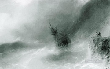  Rocks Painting - the ship thrown on the rocks 1874 Romantic Ivan Aivazovsky Russian